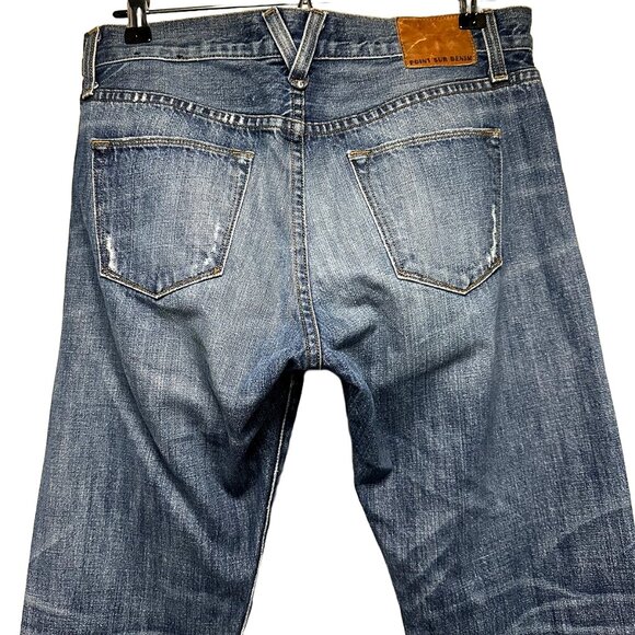 POINT SUR‎ Mid Rise Distressed Bootcut Jeans - EUC - size 26 - blue - ripped - Picture 8 of 13